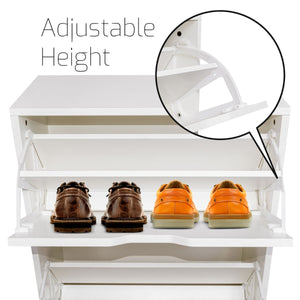 Plana - Scarpiera Salvaspazio 3 Ante 55x116x25 cm 18 Paia in Legno Bianco