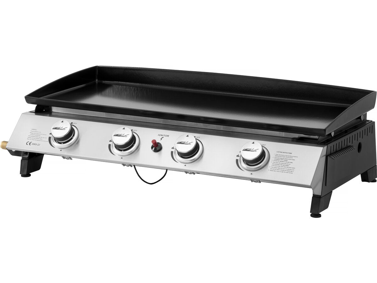 Plancha a gas 4 fuochi "Jolly" - 10 Kw - Grigio