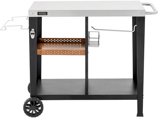 Carrello per barbecue "Gelia" 117 x 59 cm - Acciaio inossidabile - Nero