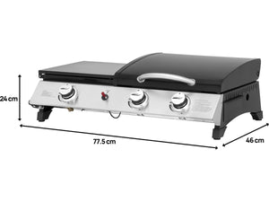 Plancha a gas con coperchio "Rasio" - 7,5 KW - 3 fuochi - Nera