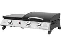Plancha a gas con coperchio "Rasio" - 7,5 KW - 3 fuochi - Nera