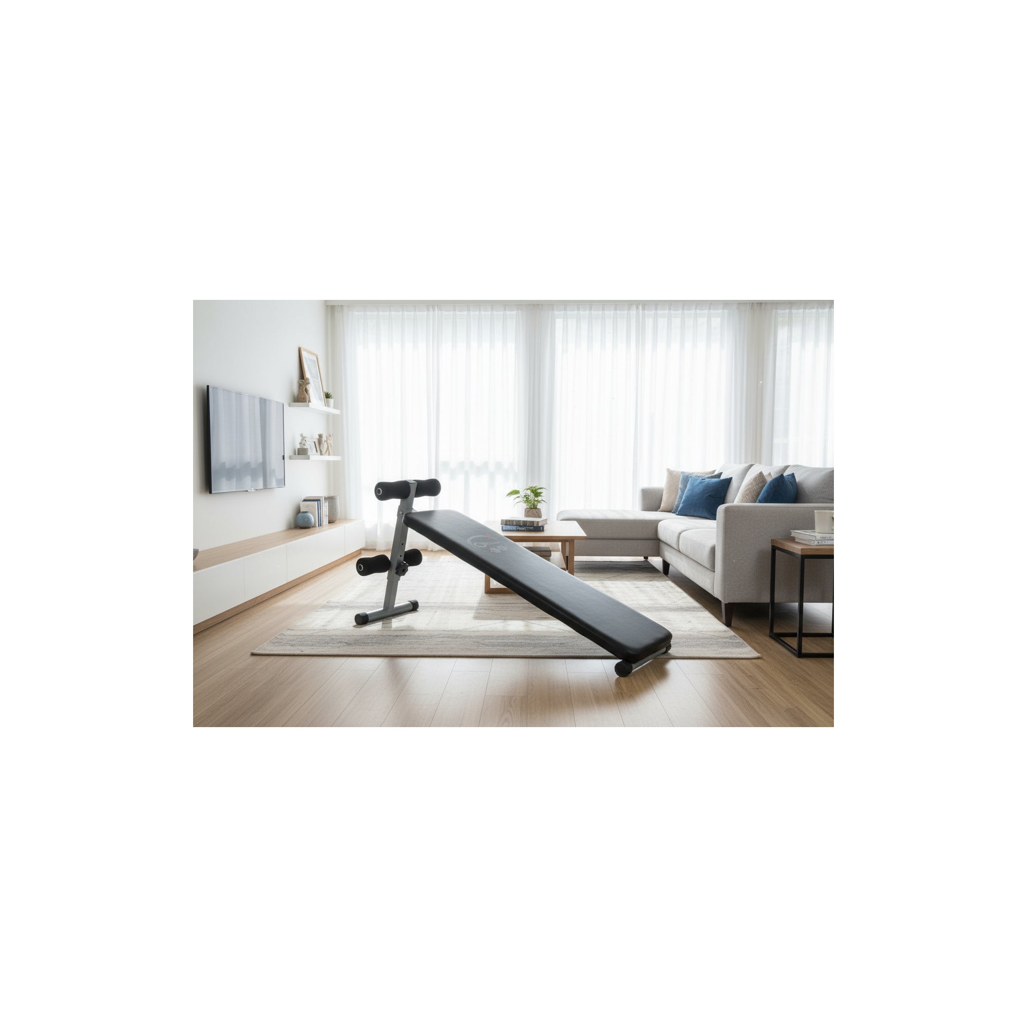 Planche à abdominaux O'Fitness - Dimensions : 137 x 33,5 x 73 cm - Idéal pour une activité physique à la maison