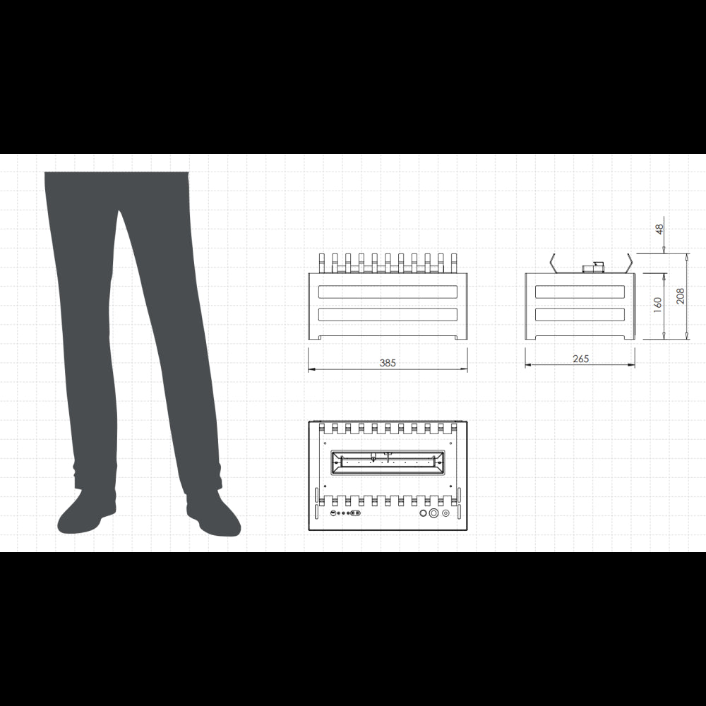 Planika - Bruciatore a Bioetanolo Senso Basket BEV Senza Canna Fumaria, Controllo Remoto, Fiamma Reale, Acciaio
