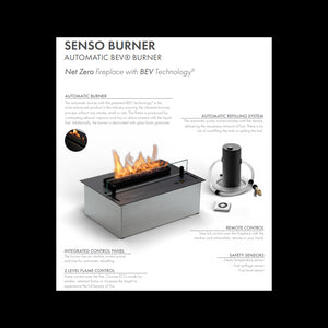 Planika - Bruciatore a Bioetanolo Senso Burner BEV Senza Canna Fumaria, Controllo Remoto, Fiamma Reale, Acciaio