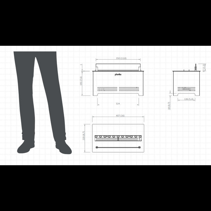 Planika - Bruciatore a Vapore Acqueo Cloudy Effetto Fiamma Realistica con Tecnologia Optimyst, Controllo Remoto, Design Moderno