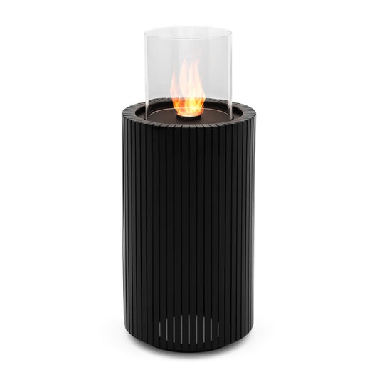Planika - Biocamino Mandala Caminetto a Bioetanolo Portatile con Tecnologia Commerce, Cilindrico nero in Vetro