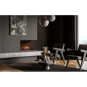 Planika - Camino a Bioetanolo Senso Fireplace BEV Senza Canna Fumaria, Controllo Remoto, Acciaio, Pannelli laterali smontabili