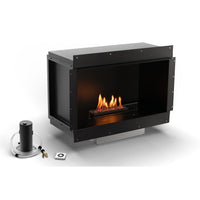 Planika - Camino a Bioetanolo Senso Fireplace BEV Senza Canna Fumaria, Controllo Remoto, Acciaio, Pannelli laterali smontabili