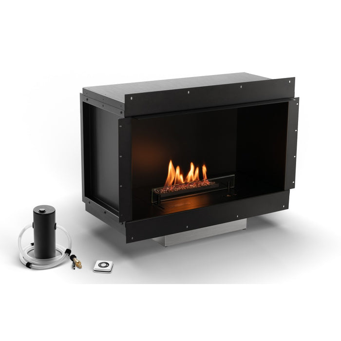 Planika - Camino a Bioetanolo Senso Fireplace BEV Senza Canna Fumaria, Controllo Remoto, Acciaio, Pannelli laterali smontabili