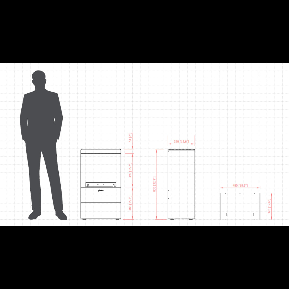 Planika - Camino a Bioetanolo Senso Stove BEV Senza Canna Fumaria, Controllo Remoto, Acciaio, Stufa a bioetanolo