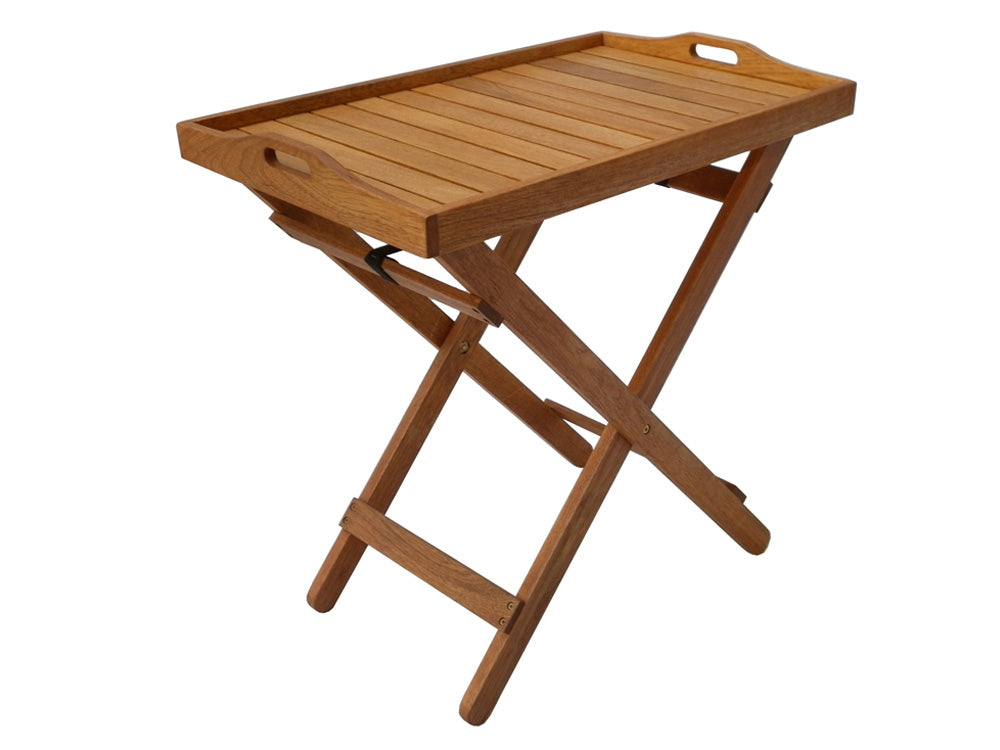 Carrello in legno esotico Calcutta - acero - Marrone chiaro - Vassoio di servizio