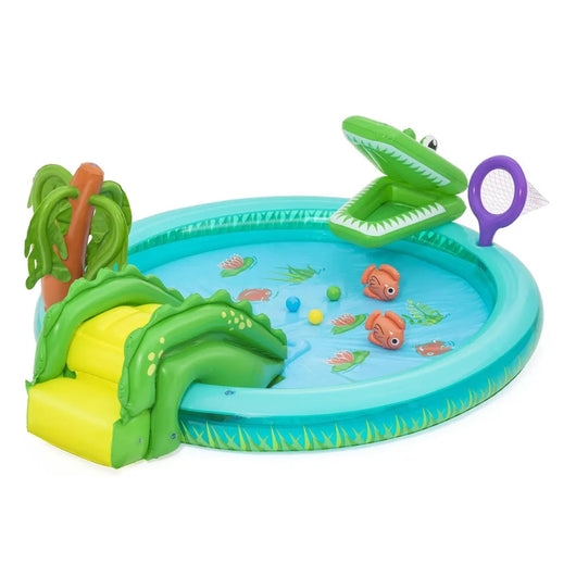Trade Shop - Play Center Gonfiabile Crocodile Cove Piscinetta Per Bambini 224 X 181 X 72 Cm 53166 -