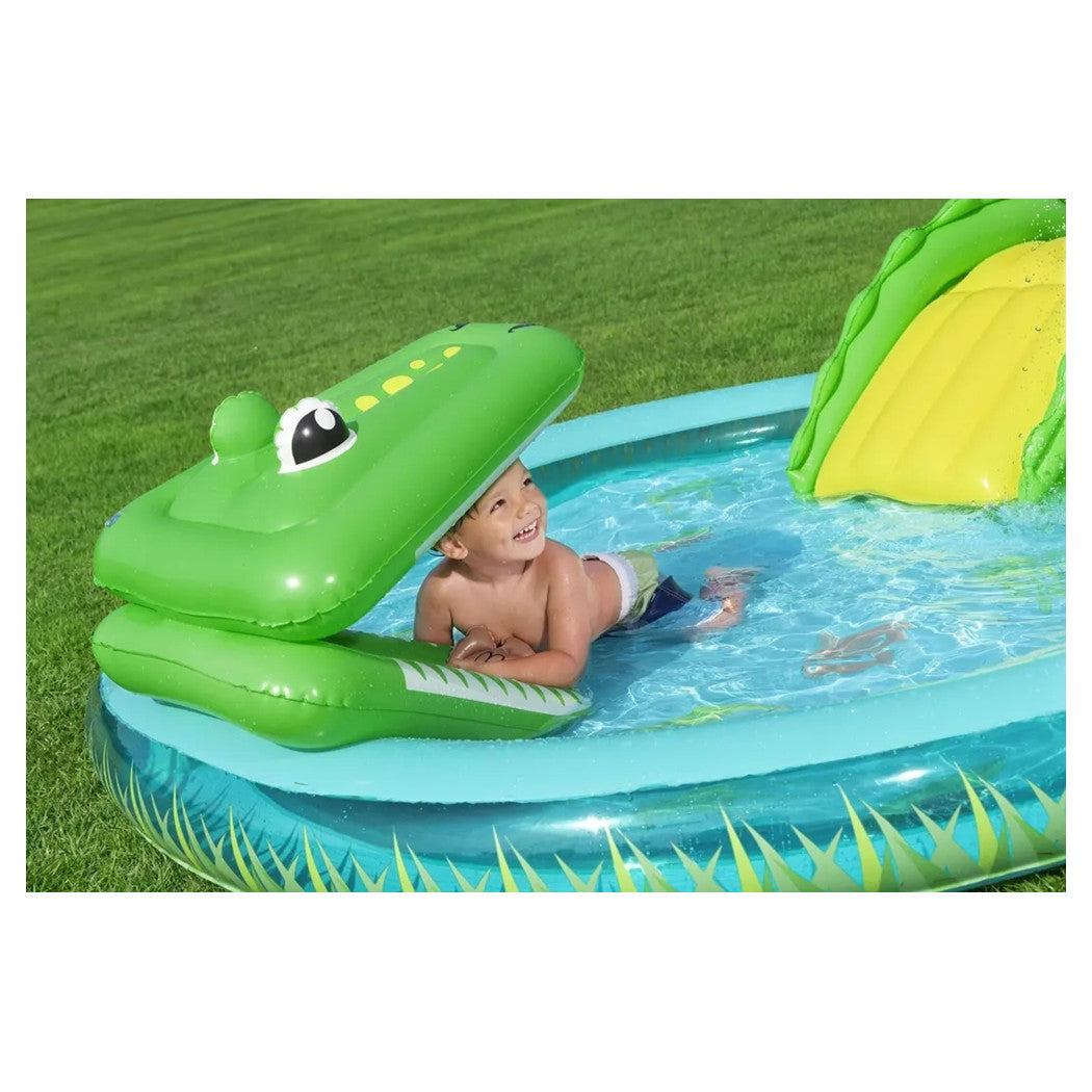 Trade Shop - Play Center Gonfiabile Crocodile Cove Piscinetta Per Bambini 224 X 181 X 72 Cm 53166 -