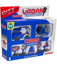 Playset Gioco Trasporto Urbano Vita In Città  Polizia Veicoli Segnali Stradale         