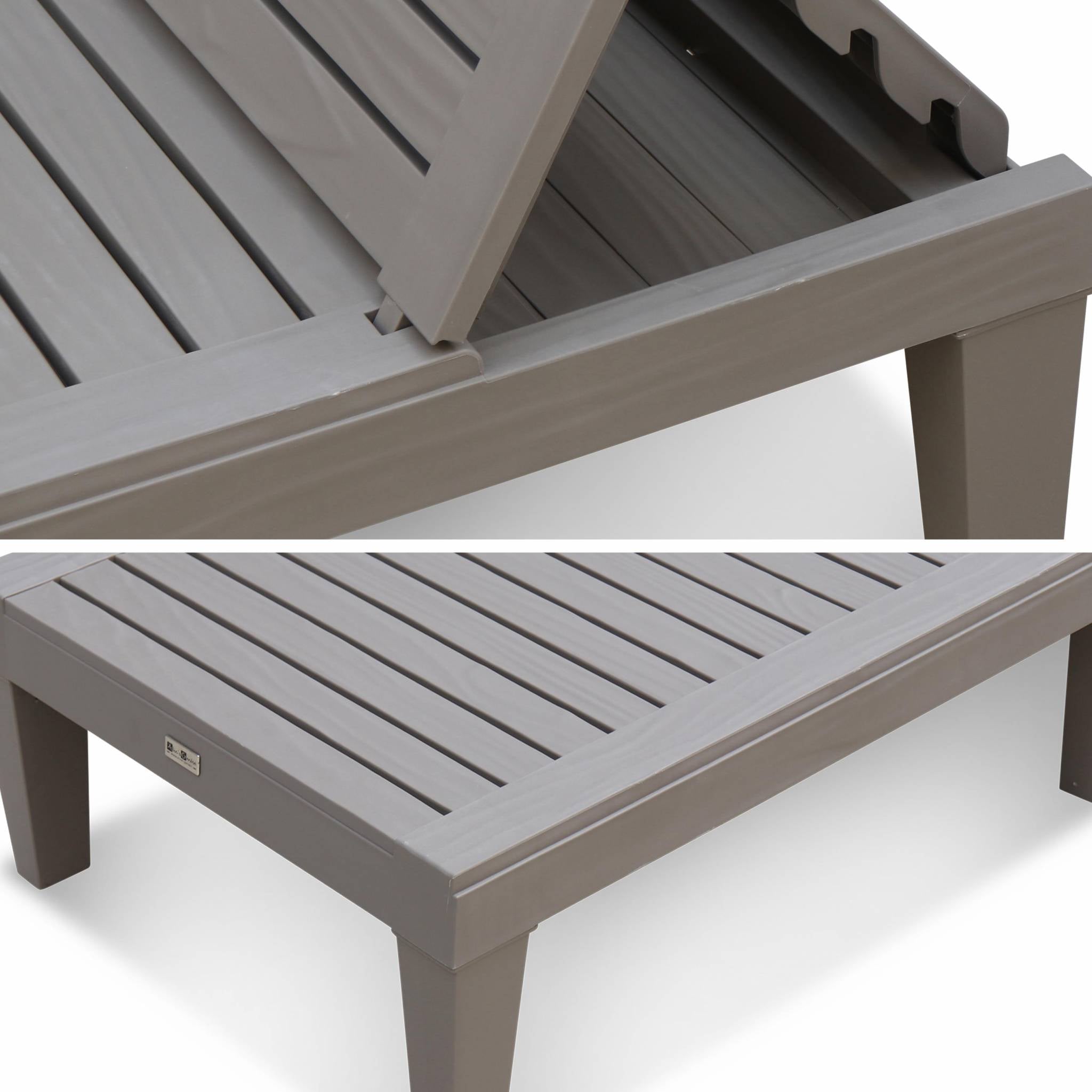 Set di 2 lettini prendisole multiposizione, grigio