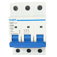 Chint nb1-63 interruttore magnetotermico 3p curva c 6ka guida din *** ampere 63 ampere, confezione 1