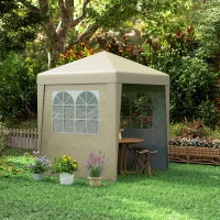 Gazebo da Giardino Pop-up Pieghevole Regolabile in Altezza Protezione UV 30+, 3 Pareti Laterali, Beige