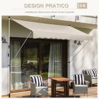 Tenda da Sole a Bracci 4x1.2m con Manovella e Struttura Telescopica, Cachi