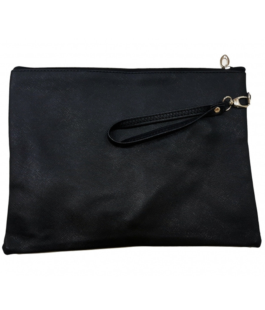 Pochette Donna A Mano Con Zip Borsello Beauty Case Borsa Poliuretano Vintage         