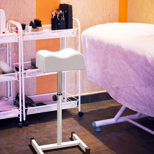 Poggiapiedi pedicure manicure regolabile in altezza con cuscino spesso morbido, Sgabello pedicure estetista Bianco-Poltrone massaggianti
