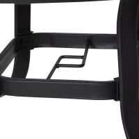 Tavolo da Giardino Rotondo con Foro per Ombrellone in Acciaio e Vetro, Ф106.5x71cm, Nero