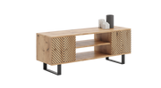 Mobile TV FOCUS 155 cm, soppalco, gambe in metallo, motivo a spina di pesce - Rovere Craft