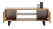 Mobile TV FOCUS 155 cm, soppalco, gambe in metallo, listelli, stampa - Rovere Craft