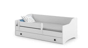 Letto singolo ERYK 180x80 con materasso - Bianco, maniglie nere