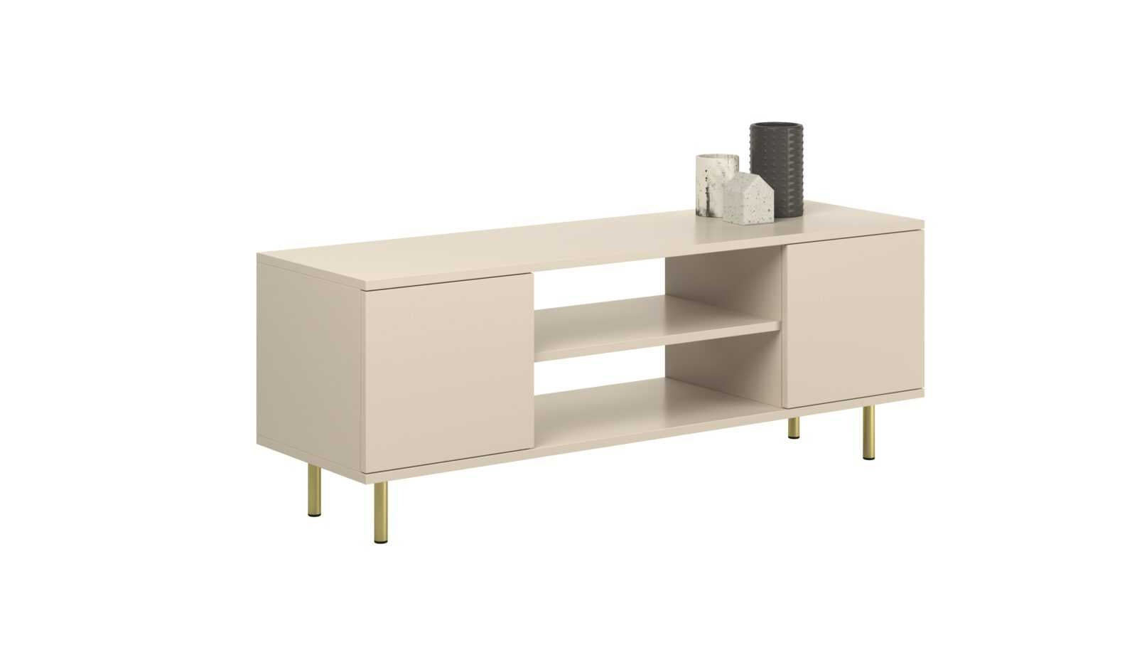 Mobile TV FOCUS 155 cm, gambe in metallo dorato - Cashmere
