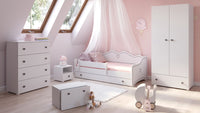 Letto per bambini EMMA 140x70 con materasso - Bianco/Grigio