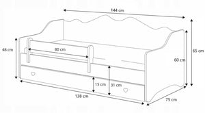 Letto per bambini EMMA 140x70 con materasso - Bianco/Grigio
