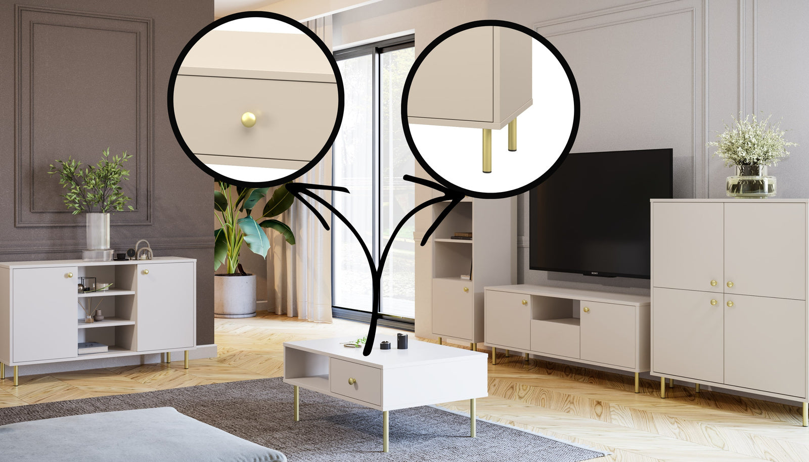 Mobile TV VENUS 137 cm - colore cashmere