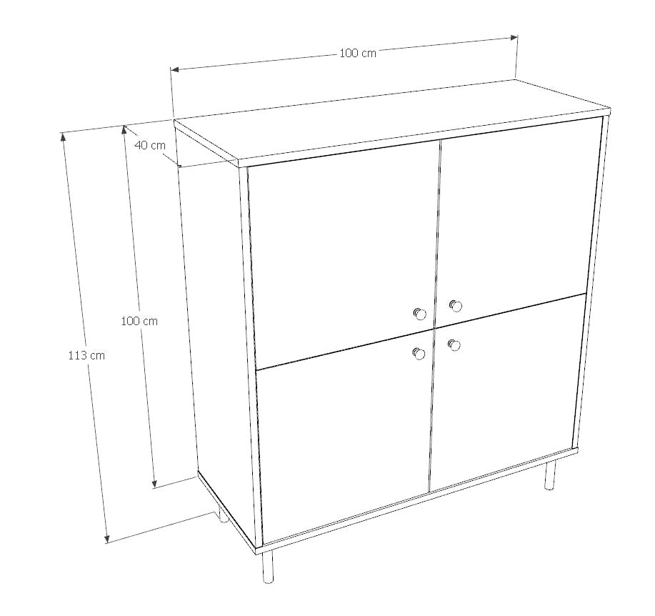 Cassettiera VENUS quattro ante 113x100 cm - bianco