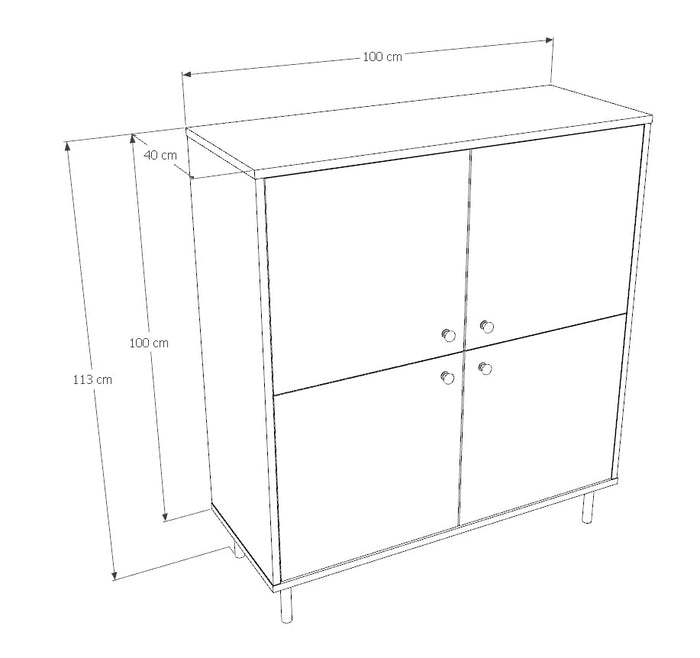 Cassettiera VENUS quattro ante 113x100 cm - bianco