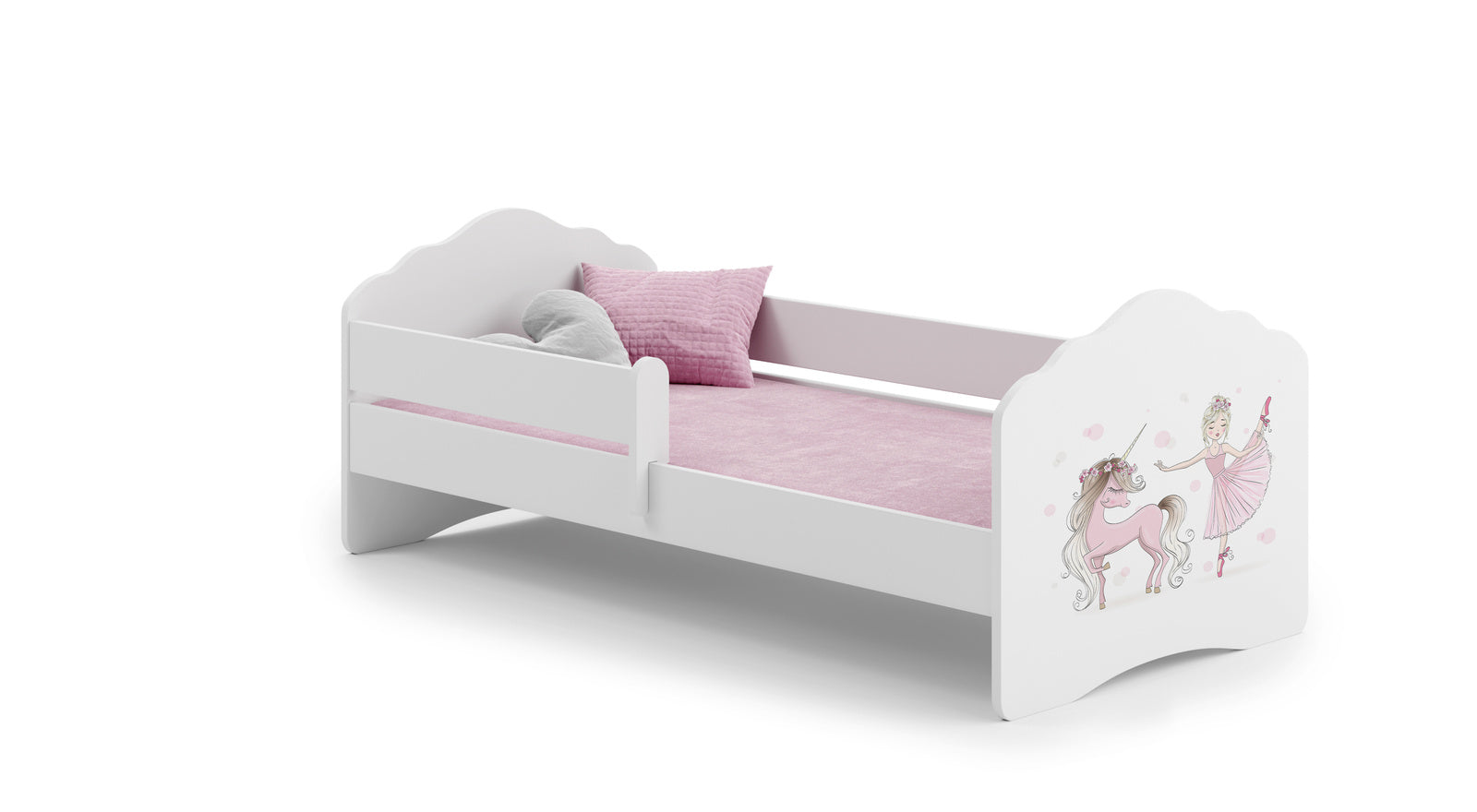Letto singolo FALA 140x70 con sponde e materasso - Bambina con unicorno