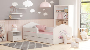 Letto singolo FALA 140x70 con sponde e cassetto, con materasso -Gatto