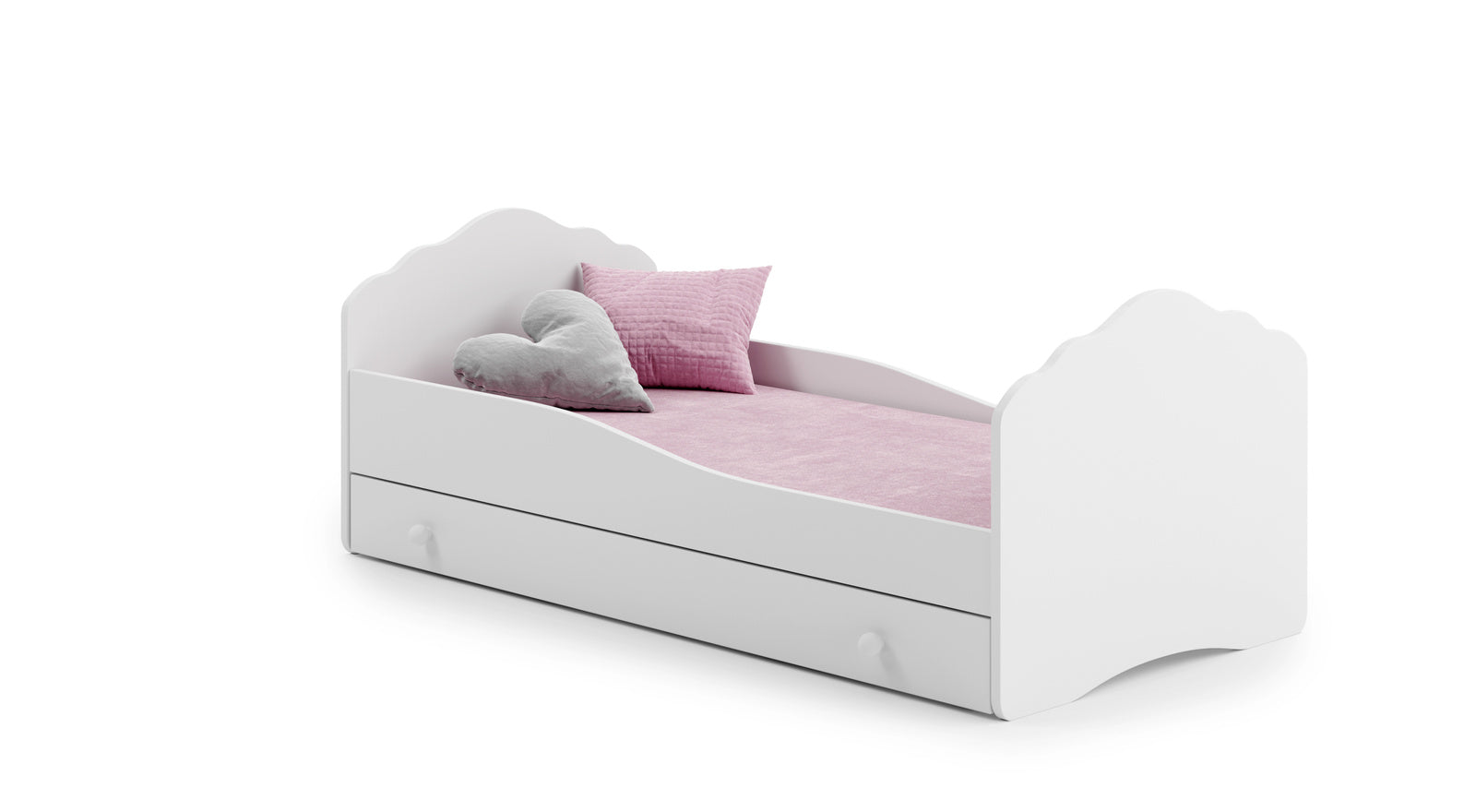 Letto singolo FALA 140x70 con cassetto e materasso - Bianco