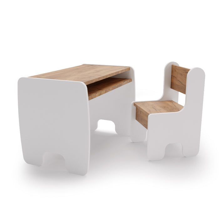 Set per bambini tavolo + sedia TIMI - rovere artigianale bianco/oro
