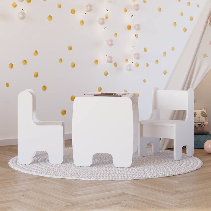 Set per bambini TIMI: tavolo e due sedie - bianco