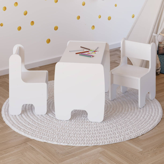 Set per bambini TIMI: tavolo e due sedie - bianco