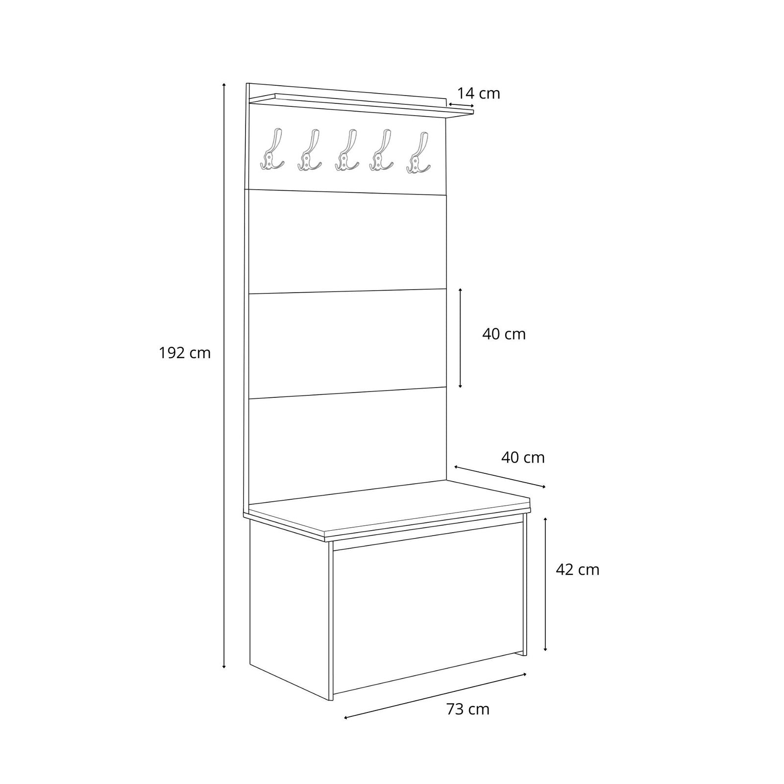 Scarpiera con seduta e appendiabiti ANDY Blu scuro