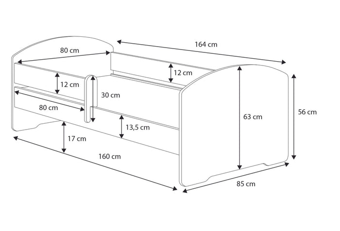Letto matrimoniale LUK II 160x80 con materasso - Escavatore