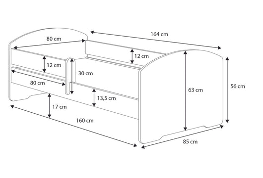 Letto matrimoniale LUK II 160x80 con materasso -Treno