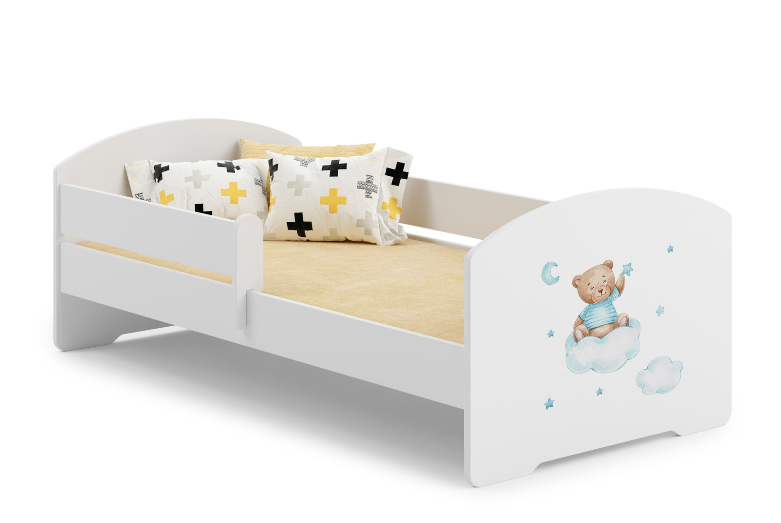 Letto singolo LUK 160x80 con sponde e materasso - Orsetto Blu