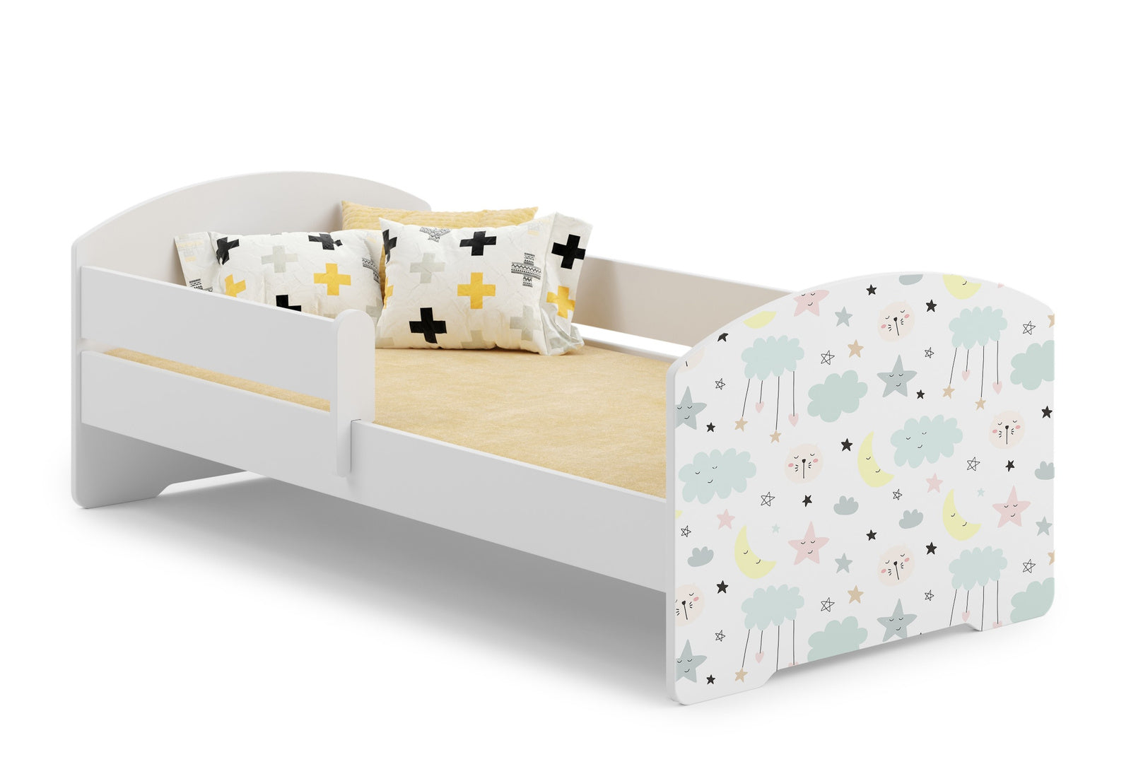 Letto singolo LUK 160x80 con sponde e materasso - Stelle