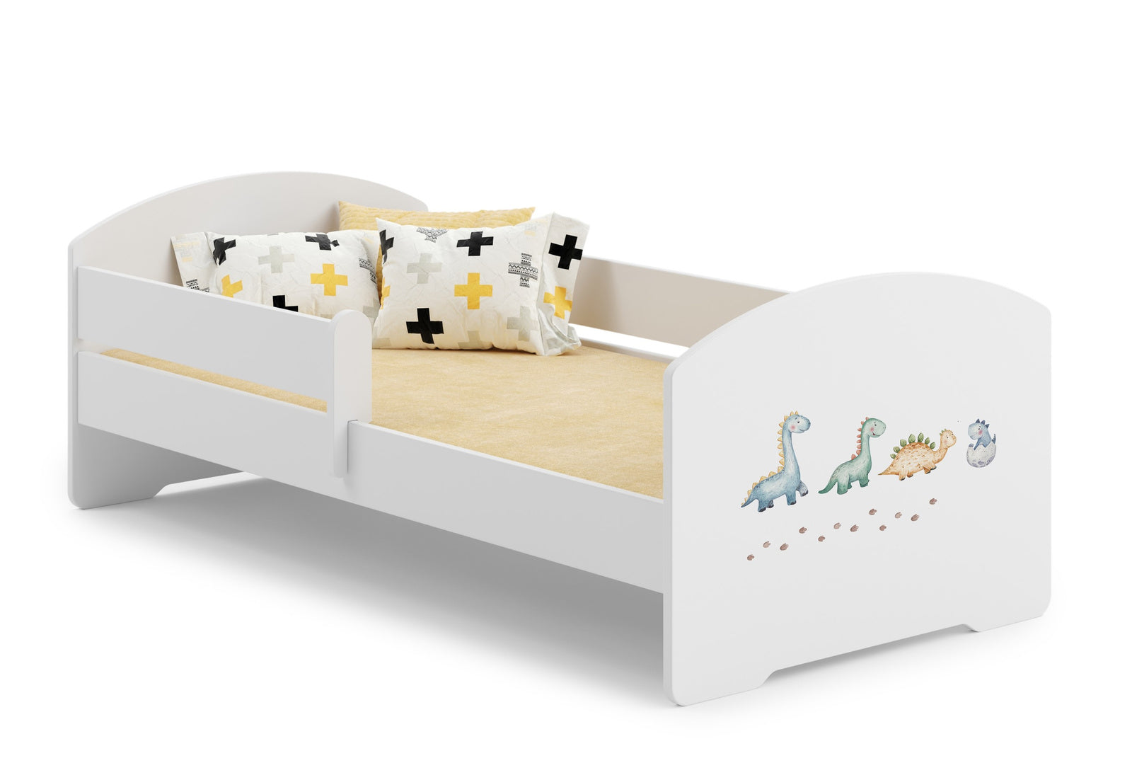 Letto singolo LUK 160x80 con sponde e con materasso - Dinosauri