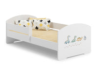 Letto singolo LUK 160x80 con sponde e con materasso - Dinosauri