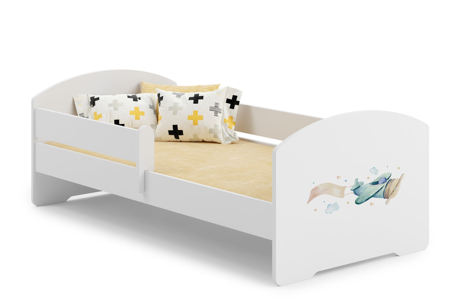 Letto singolo Luk 140x70 con opera d'arte - Aereo