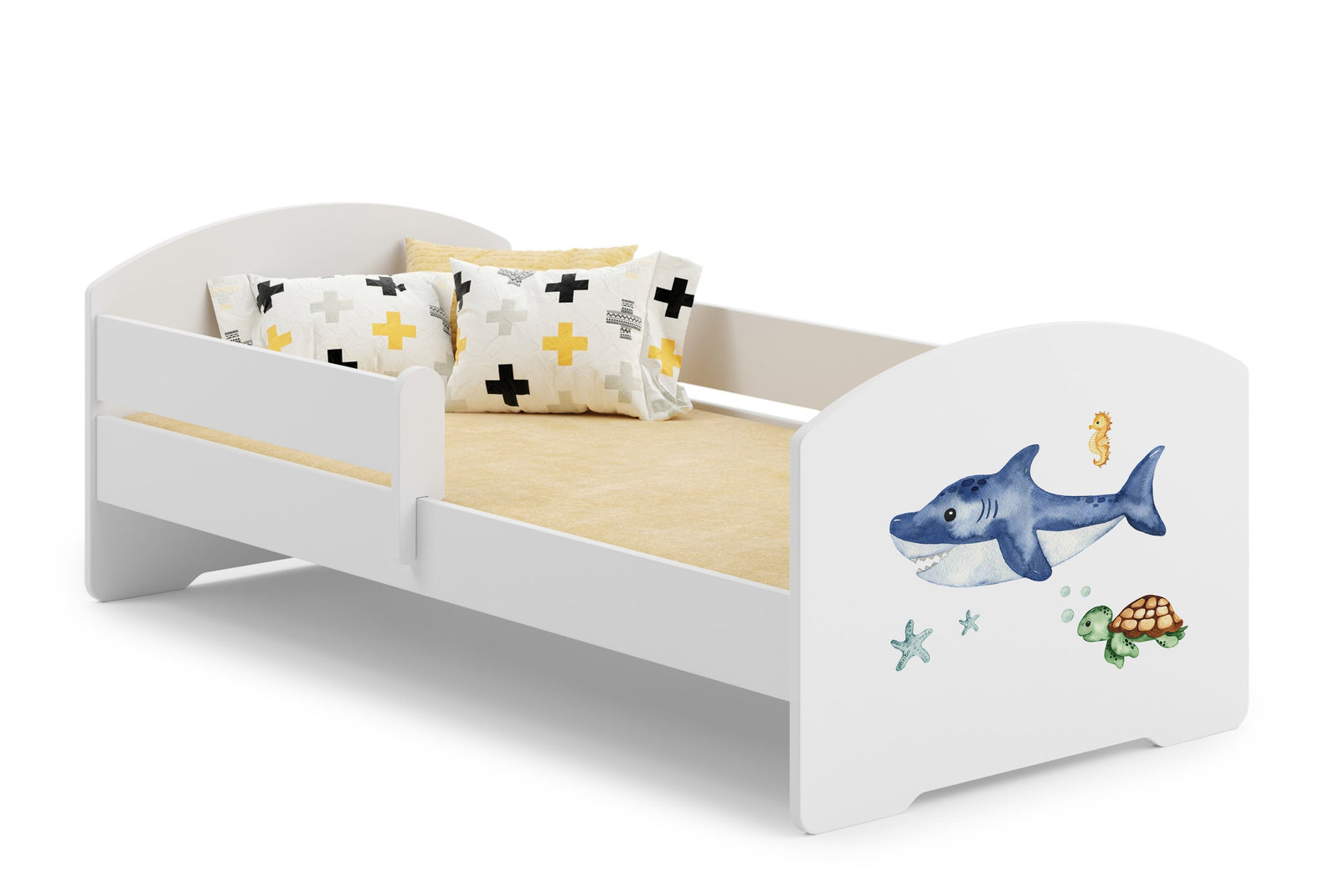 Letto singolo LUK 140x70 con sponde e materasso - Squalo