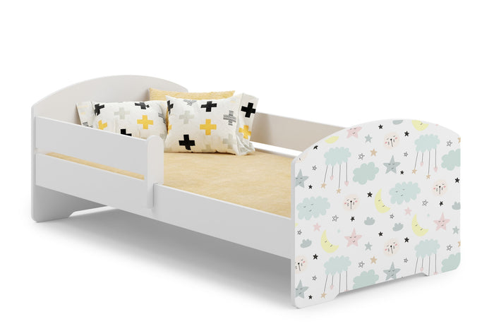 Letto singolo LUK 140x70 con sponde e materasso - Stelle